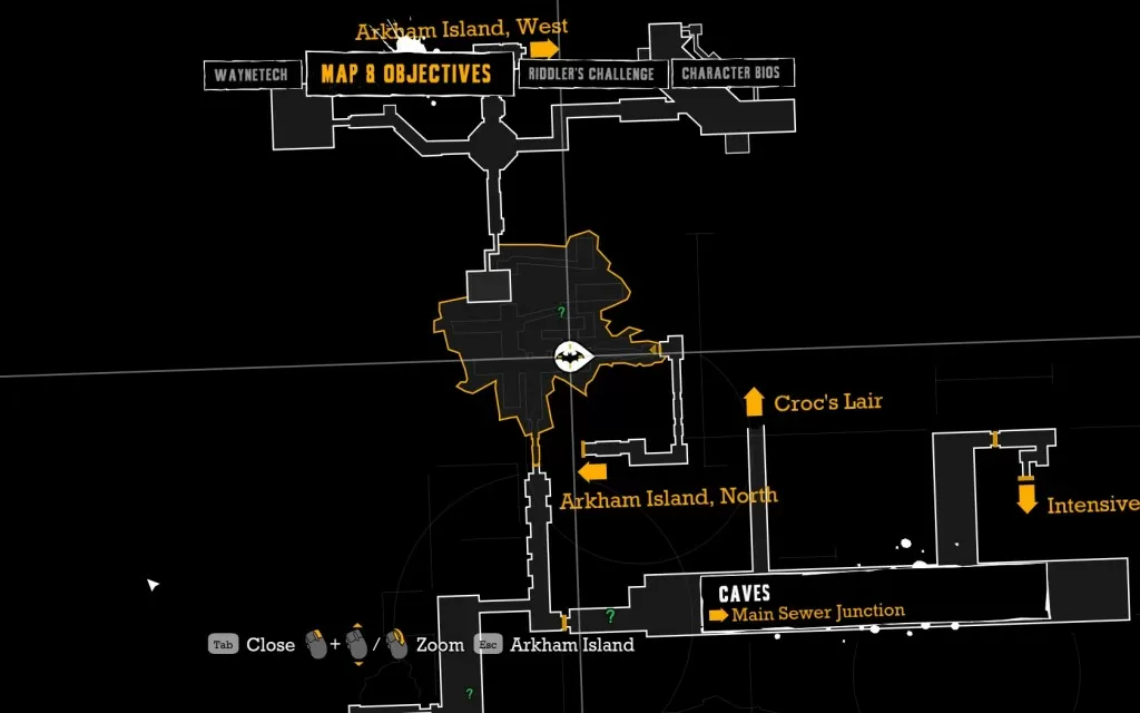 Batman Arkham Asylum Main Sewer Junction riddle map