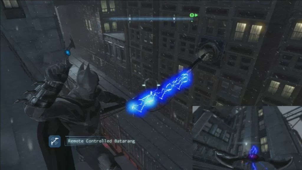 throw batarang towards cables
