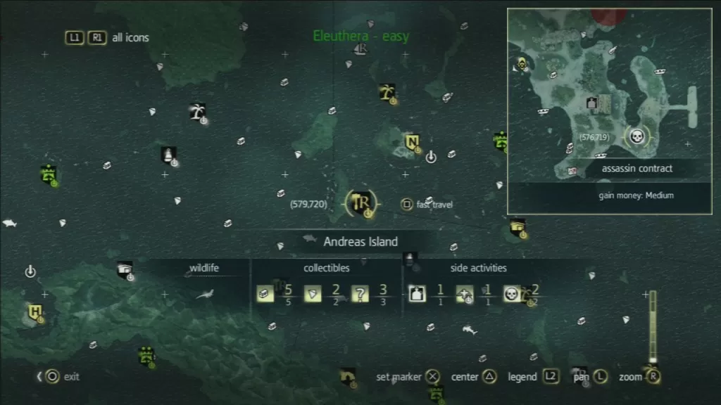 Andreas Island Assassins Contract Locations