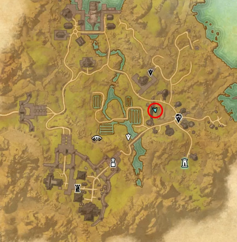 eso Hidden near the highest hut_skyshard map