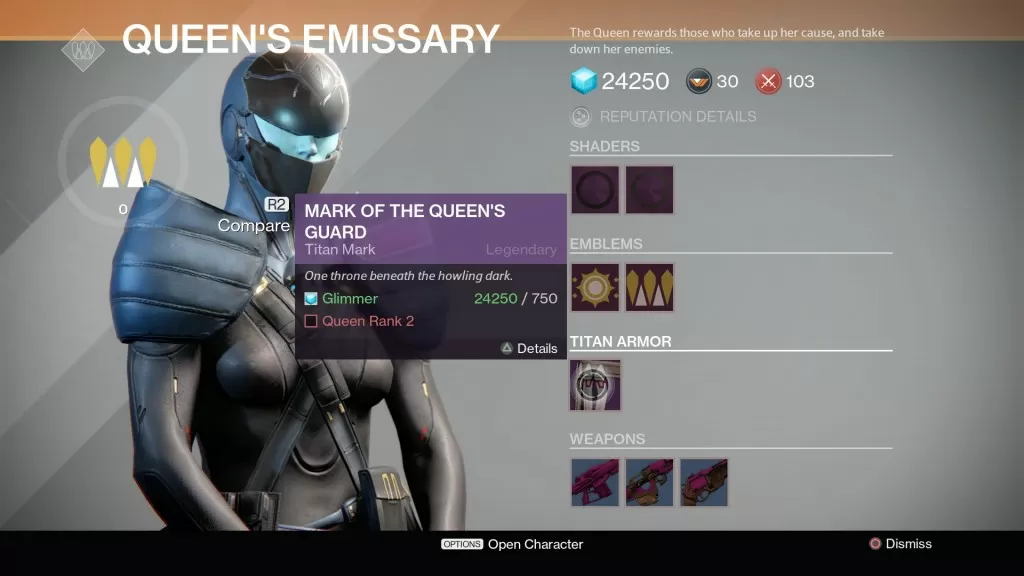 Destiny mark of the queens guard