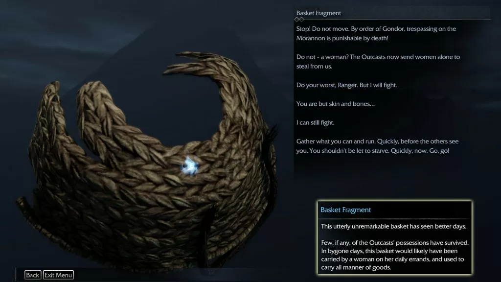 Shadow of Mordor Artifact Basket Fragment