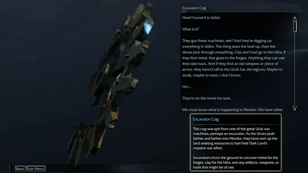 Shadow of Mordor Artifact Excavator Cog