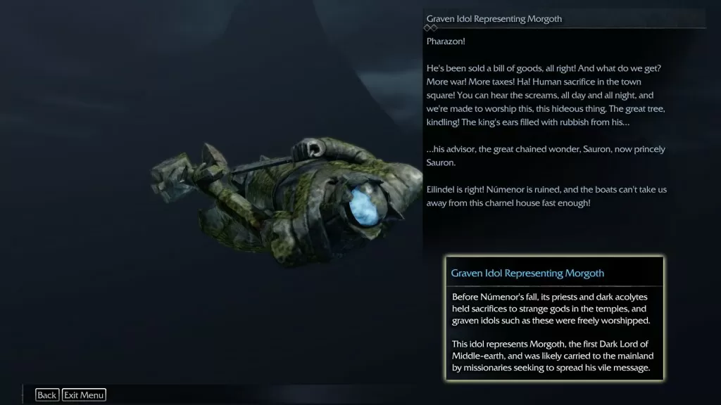 Shadow of Mordor Artifact Graven Idol Representing Morgoth