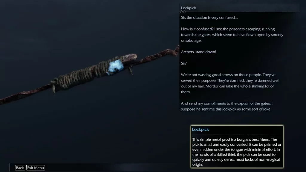 Shadow of Mordor Artifact Lockpick