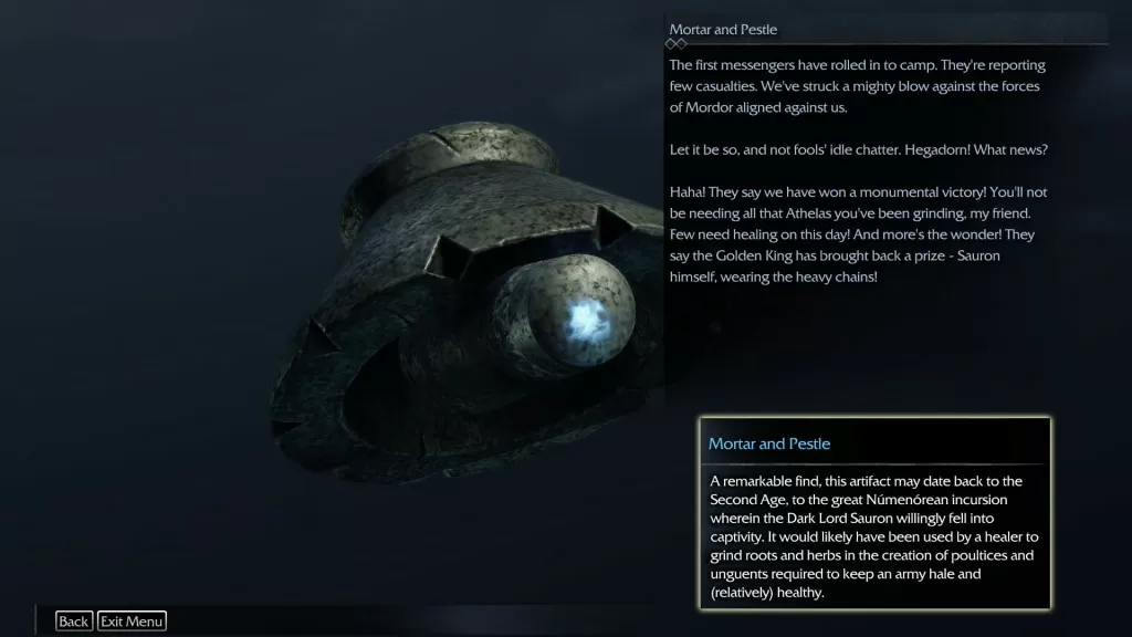 Shadow of Mordor Artifact Mortar and Pestle