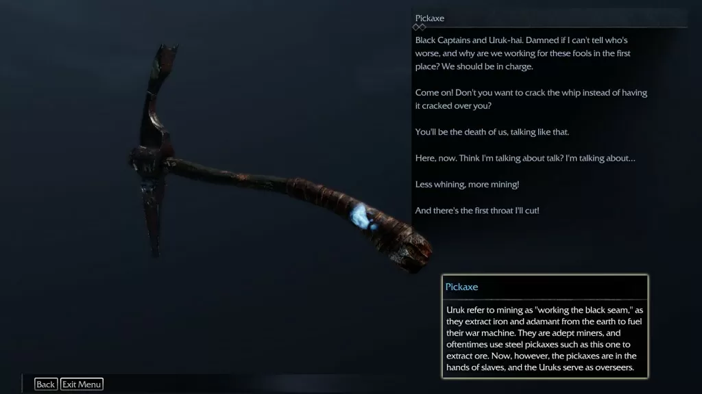 Shadow of Mordor Artifact Pickaxe