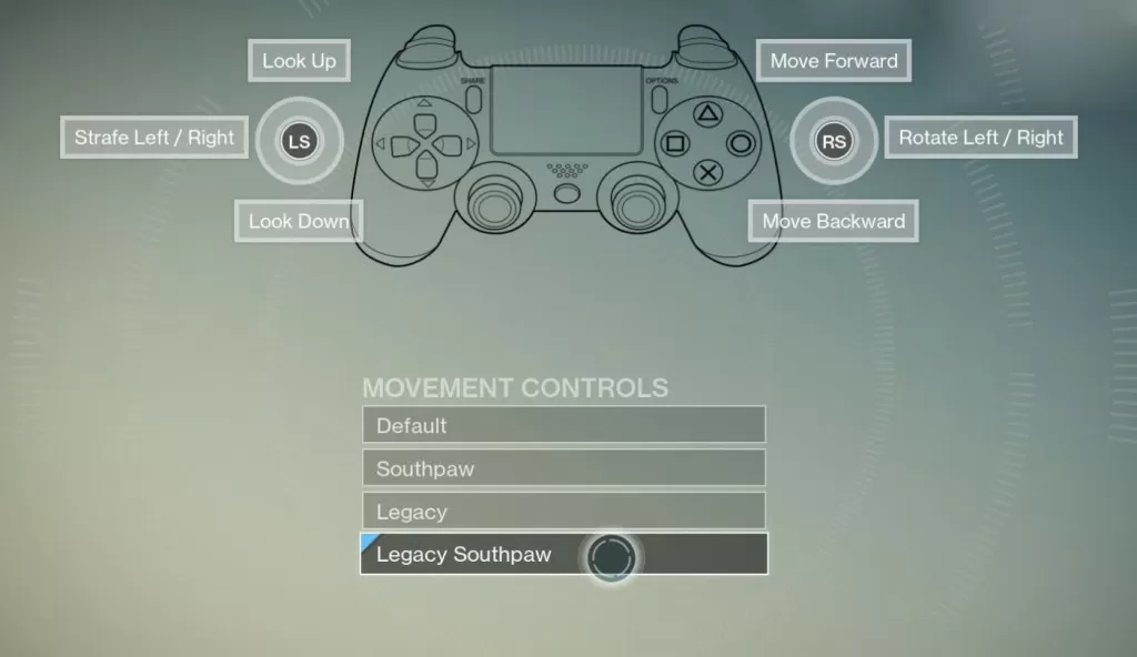 legacy southpaw movement controls