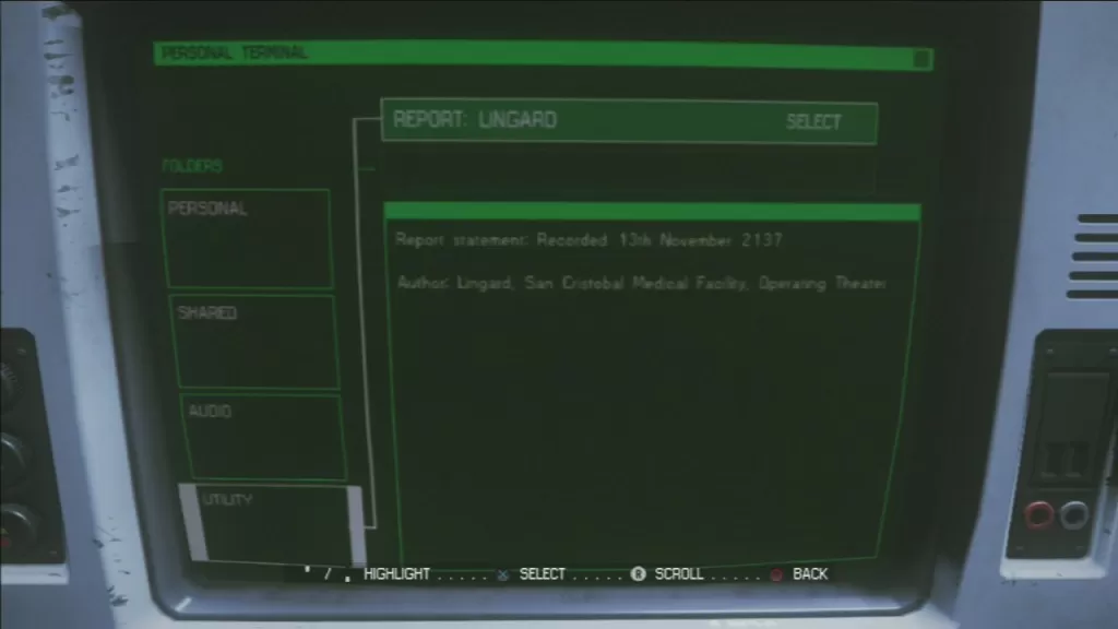 Alien Isolation Investigate Lingards Office for Information
