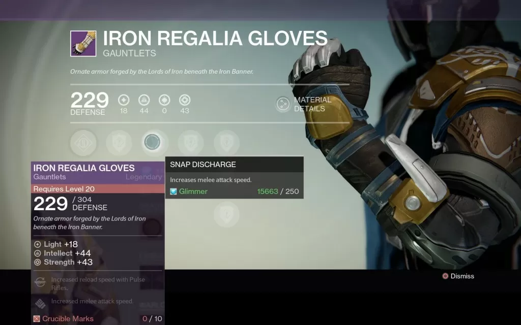 Warlock Iron Regalia Gloves