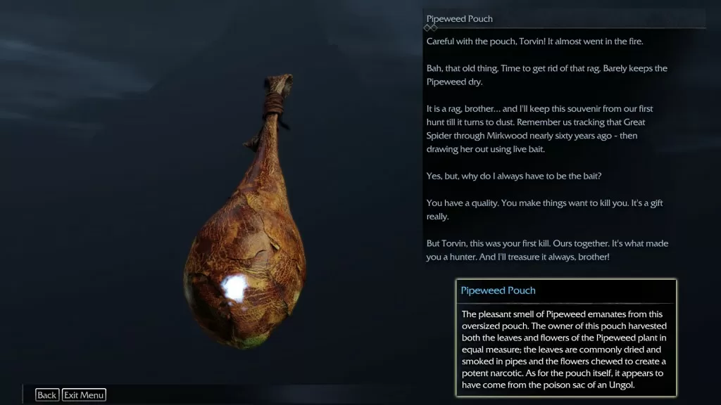 Shadow of Mordor Artifact Nurnen Fishery Pipeweed Pouch