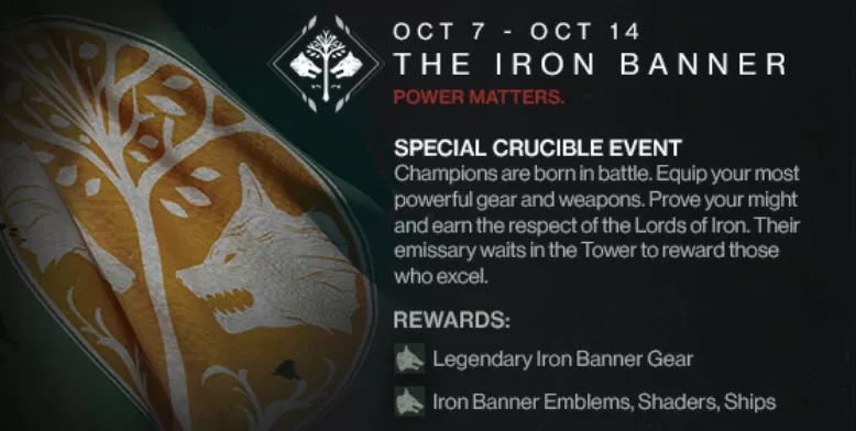 destiny iron banner event