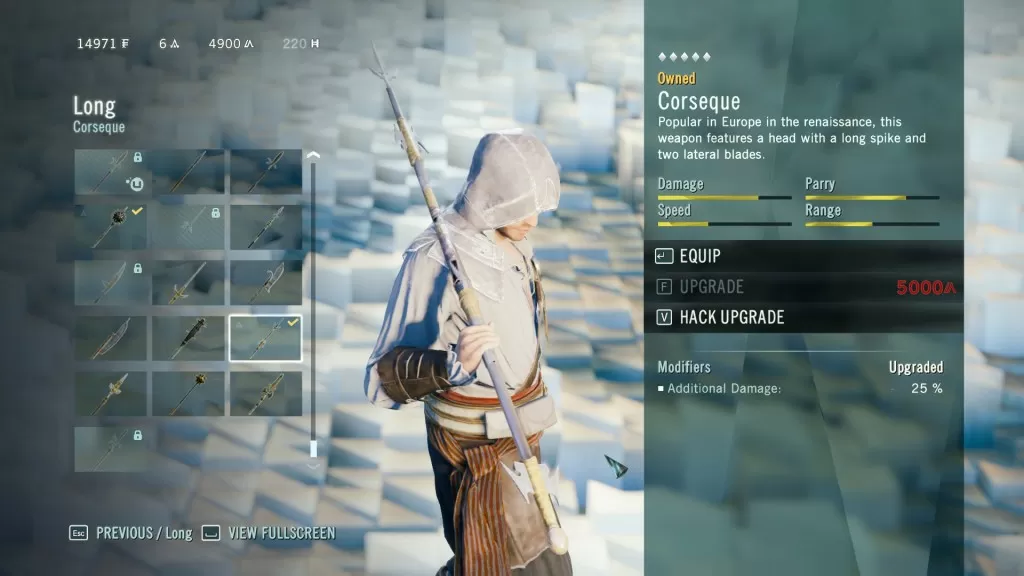 AC Unity Corseque Long Weapon