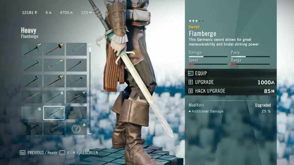 AC Unity Flamberge Heavy Weapon