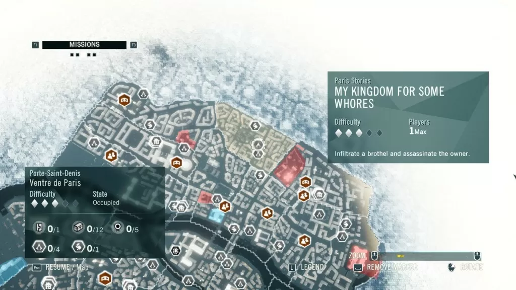 AC Unity Marquis de Sade Paris Stories Map Location