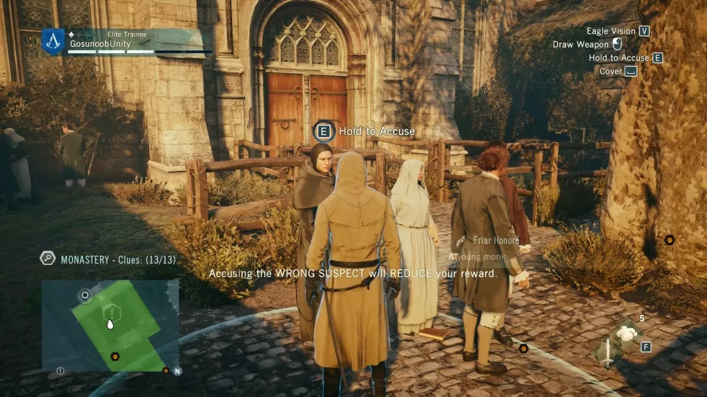 AC Unity Murder Foretold Clue Location Accuse Friar Honore