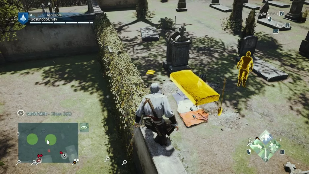 AC Unity Murder Mystery The Death of Philibert Aspairt Graveyard