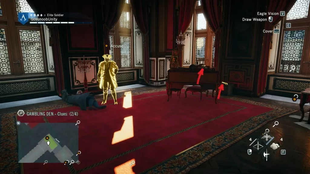 AC Unity The Red Ghost Gambling Den Clues