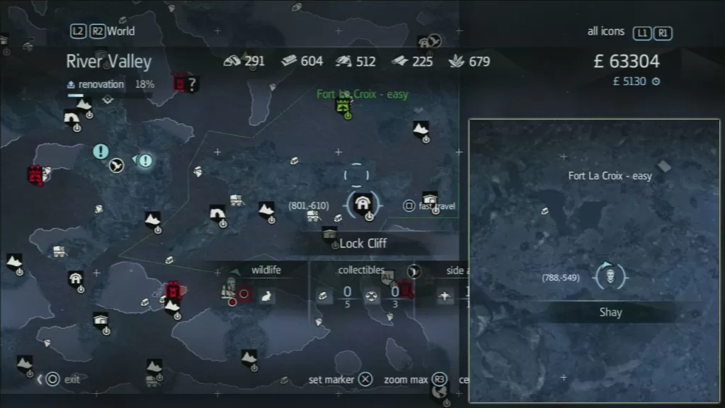 Assassin's Creed Rogue Templar map ile Des Pins