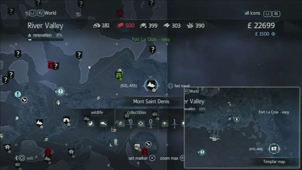 Assassin's Creed Rogue Templar Map Mount Saint Denis