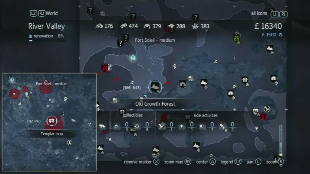 Assassin's Creed Rogue Templar Map Old Growth Forest