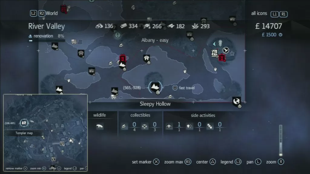 Assassin's Creed Rogue Templar Map Sleepy Hollow