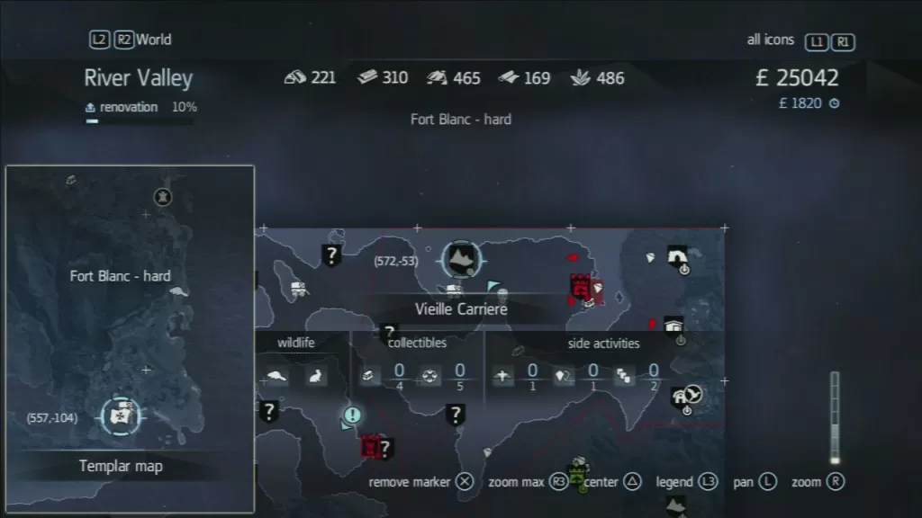 Assassin's Creed Rogue Templar Map Vieille Carriere