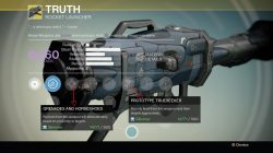 Truth Exotic Rocket Launcher Stats and look
