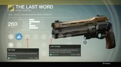 xur the last word exotic handgun look stats