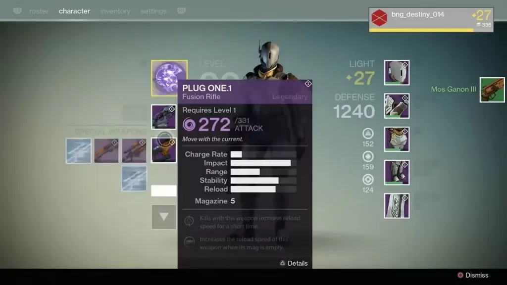 Plug One.1 legendary fusion rifle