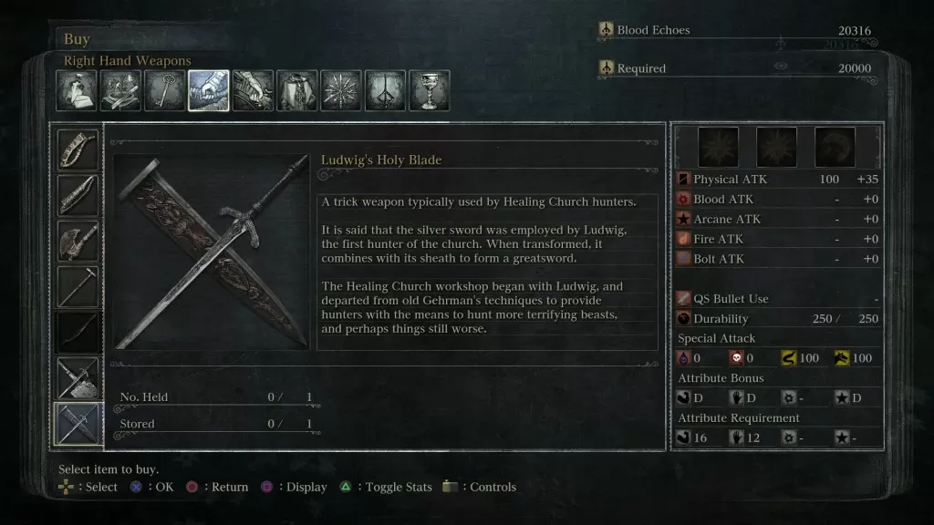 ludwig's holy blade stats and look