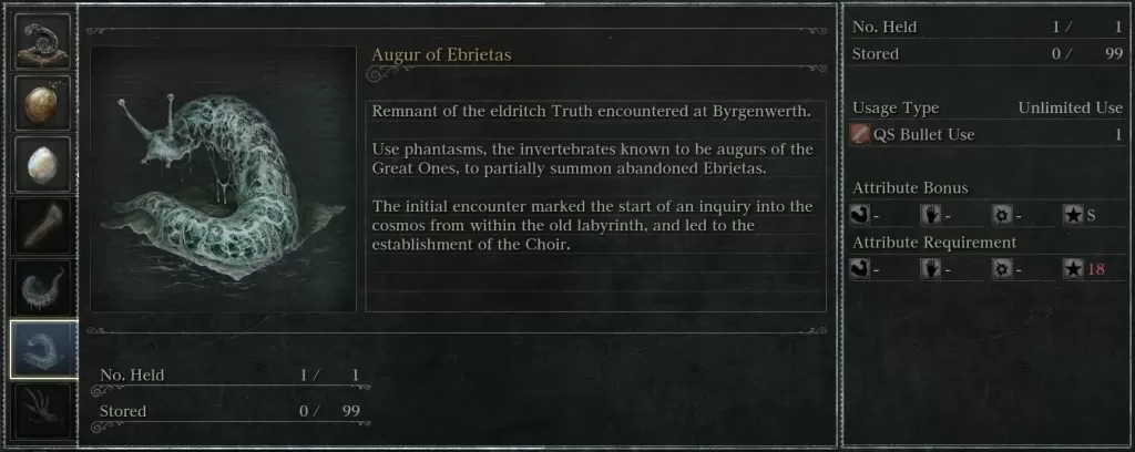 augur of ebrietas look and stats