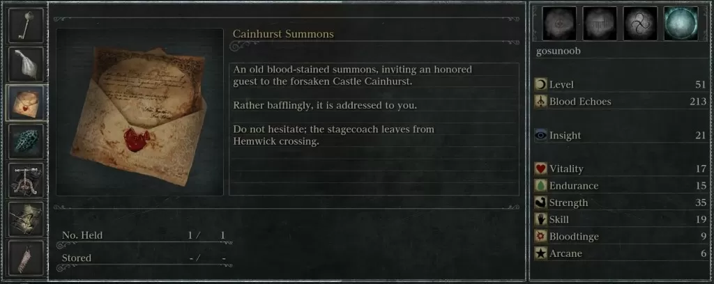 cainhurst summons look