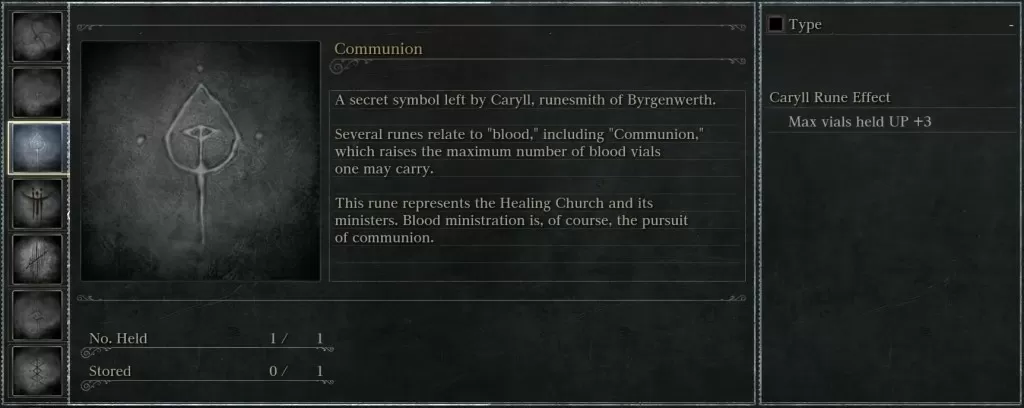 communion rune stats