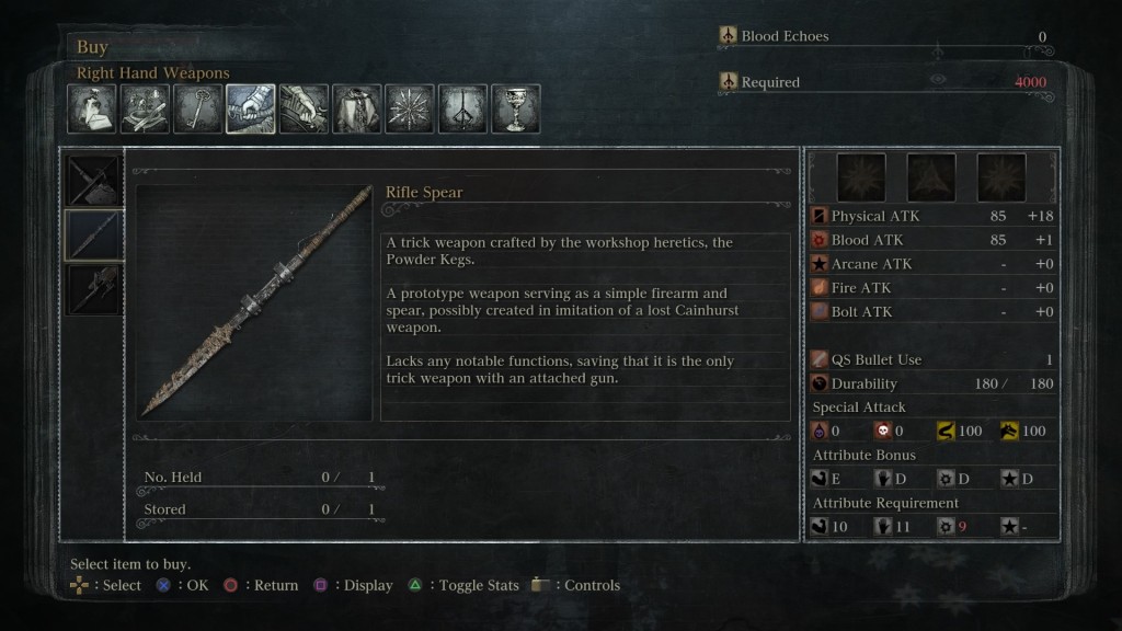 rifle spear look and stats