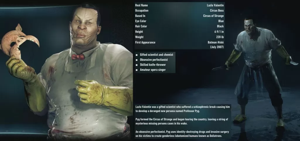 Batman Arkham Knight Professor Pyg Lazlo Valentin Circus Boss