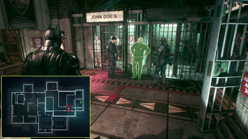 arkham knight glowing green officer in gcpd