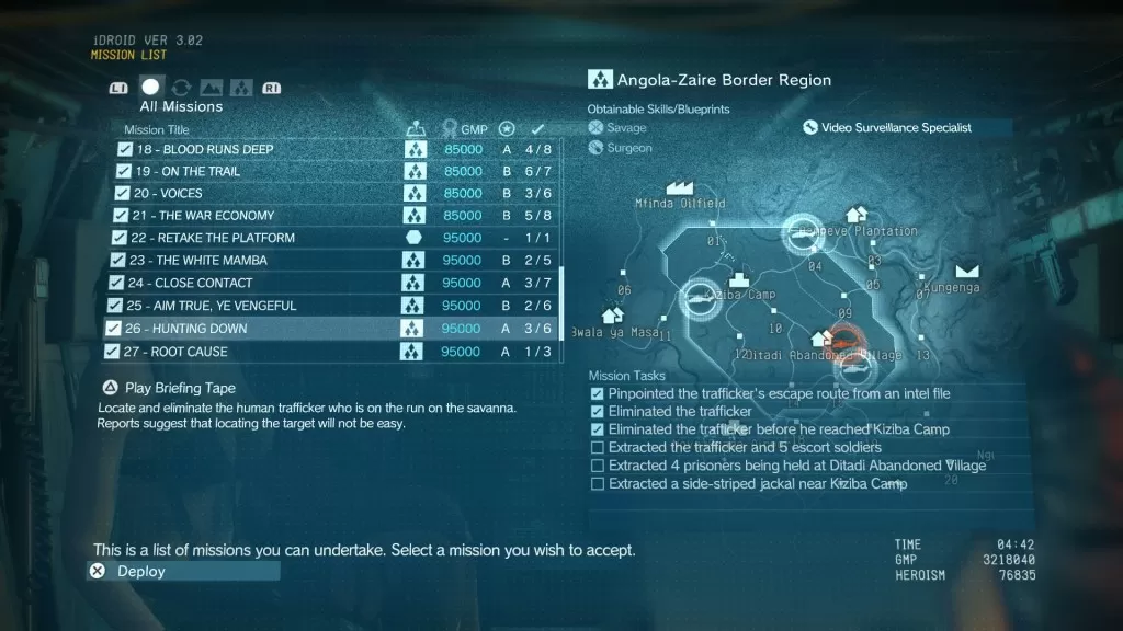 MGS 5 The Phantom Pain Hunting Down Mission Walkthrough