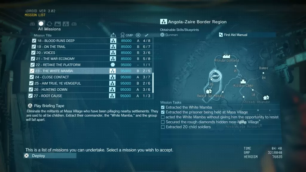 MGS 5 The Phantom Pain The White Mamba Mission Walkthrough