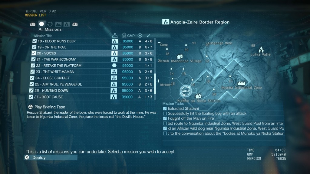 Metal Gear Solid TPP Voices Mission 20 Walkthrough