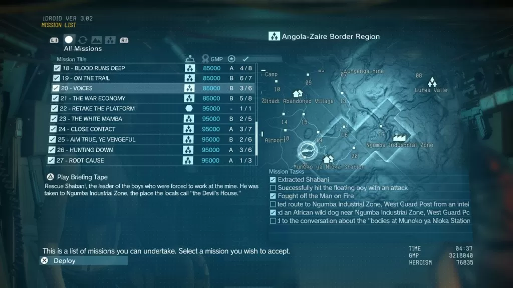 Metal Gear Solid TPP Voices Mission 20 Walkthrough