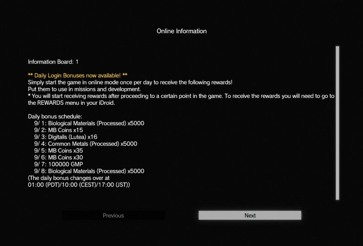 mgs5 phantom pain daily login bonuses