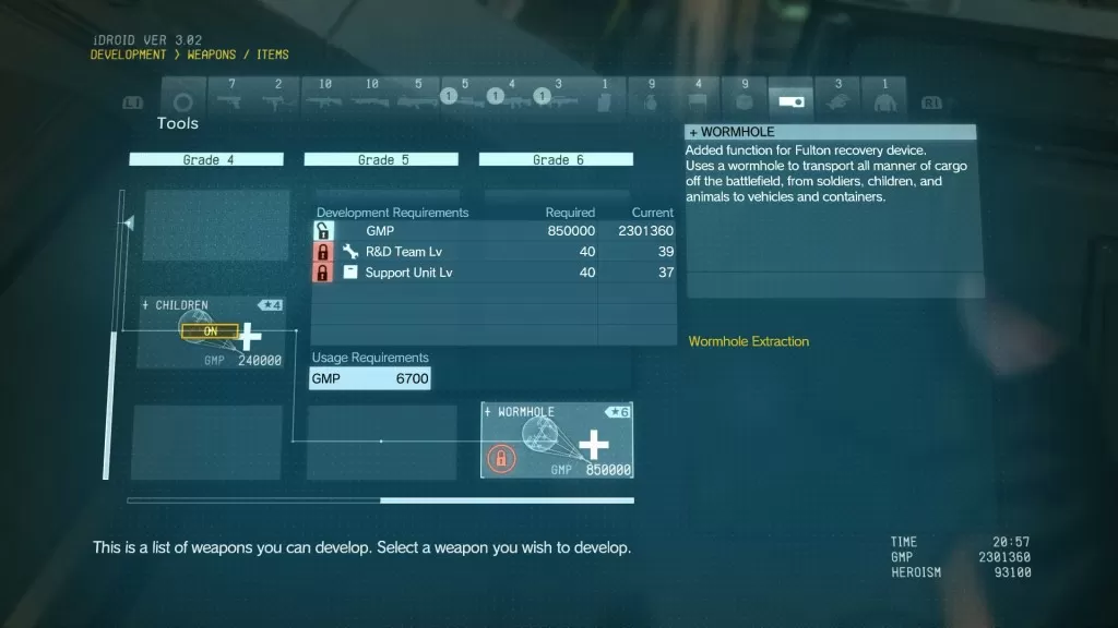 mgs5 wormhole fulton upgrade