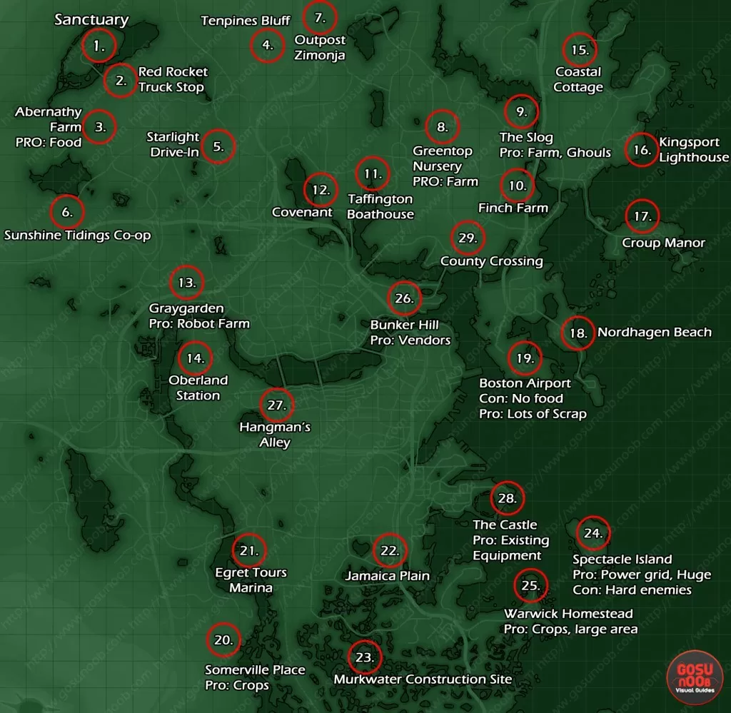 settlement locations map fallout 4