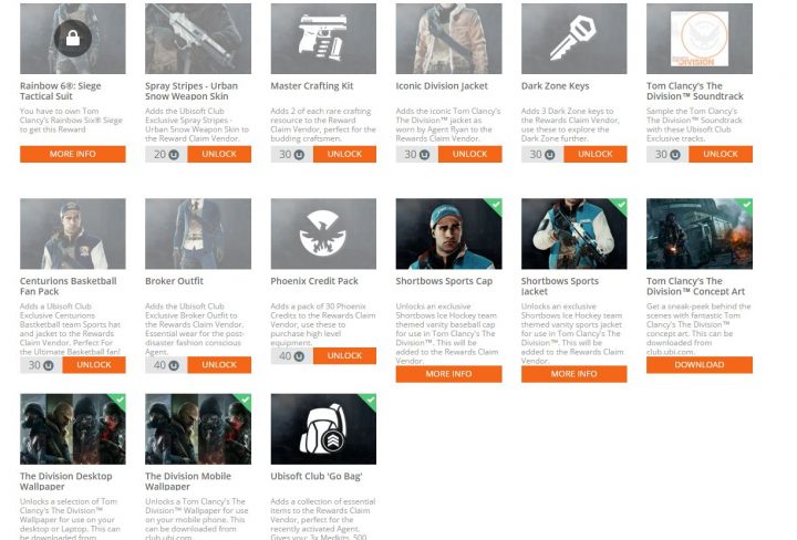 the division ubisoft club rewards actions badges