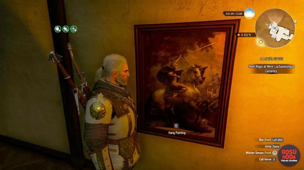 geralt portrait on horse with griffin