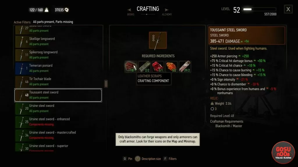 witcher 3 toussaint steel sword