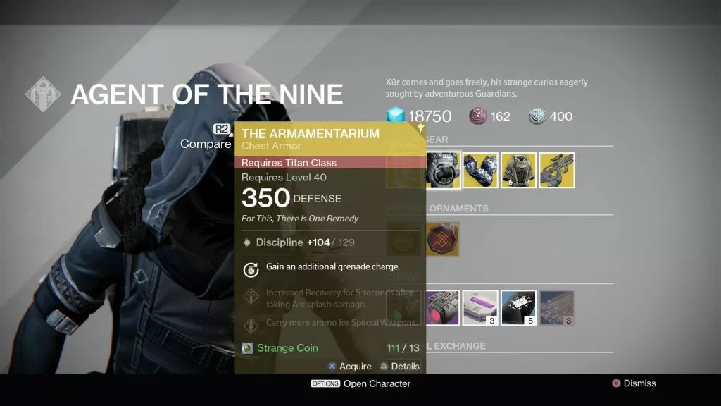 armamentarium exotic xur