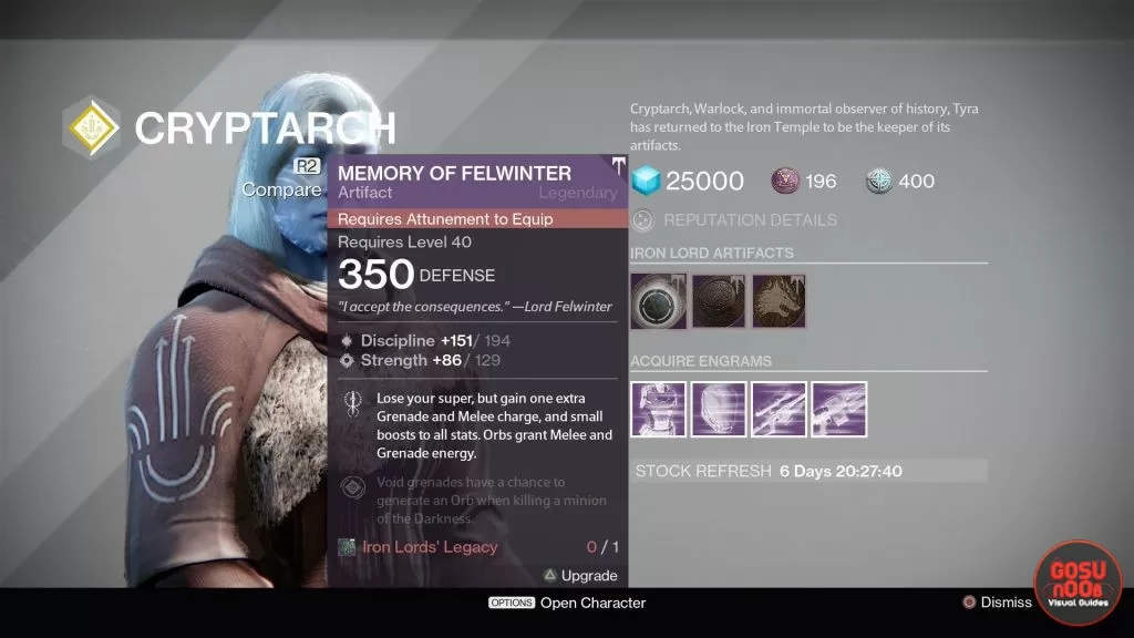 destiny memory of felwinter artifact