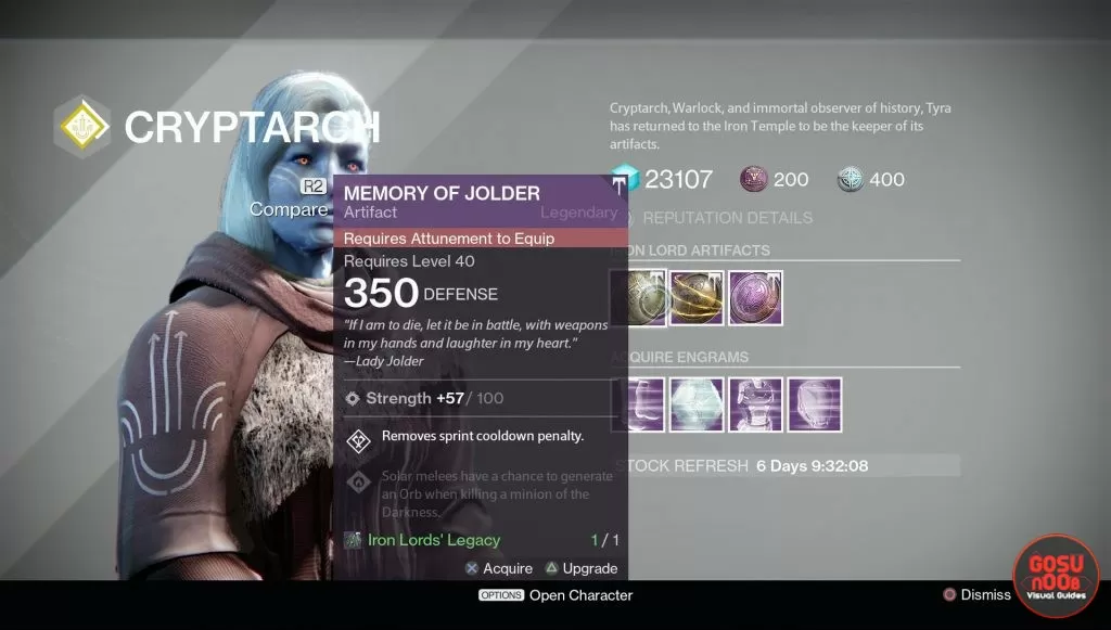 memory of jolder destiny artifact